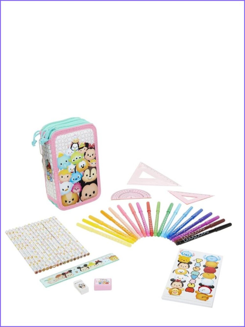 Disney Tsum Tsum Deluxe Pencil Case 44 Pieces New Sealed For Age 4+